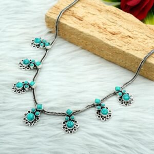 Turquoise necklace 925 Sterling silver jewelry Turquoise gemstone handmade necklace women necklace gift for her NL0046-GS
