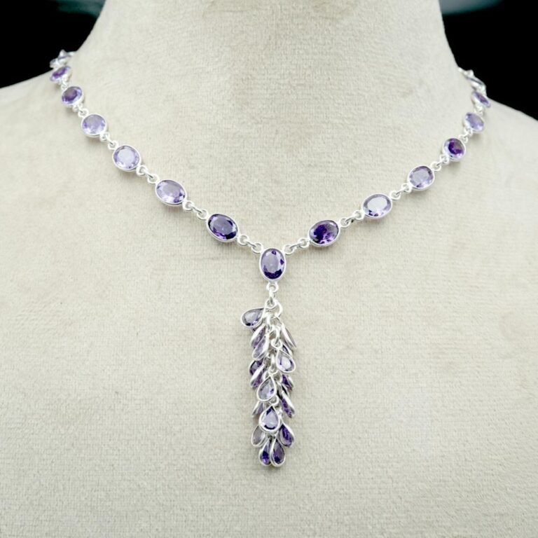 Amethyst necklace 925 Sterling silver jewelry Amethyst gemstone handmade necklace women necklace gift for her NL0056-GS