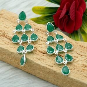 Emerald Earring 925 Sterling Silver Earring Natural Gemstone Earring Wedding Jewelry Emerald Jewelry Gift For Her E0030-GS