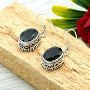 Black Onyx Gemstone Earring , 925 Sterling Silver Earring, Fine Earring, Handmade Earring Black gemstone Earring, Gift For Her E0014-GS
