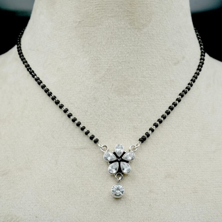 Zircon necklace 925 Sterling silver jewelry Zircon gemstone handmade necklace women necklace gift for her Manglasutra Necklace NL0025-GS