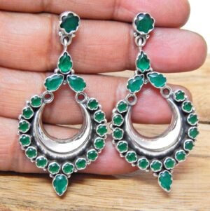 Emerald Earring 925 Sterling Silver Earring Natural Green Gemstone Earring Wedding Jewelry Emerald Jewelry Gift For Her E0003-GS
