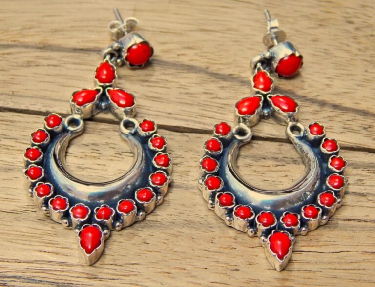 Natural Red Coral Earring Stud 925 Sterling Silver Earring Stud Jewelry Silver earring Gift For Her Handmade Earring gemstone Stud E0002-GS