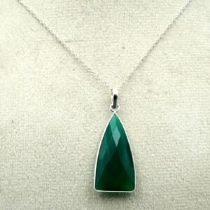 Green Onyx Necklace 925 Sterling Silver Necklace Wedding Jewelry Gift For Her Gemstone Necklace NL0084-GS
