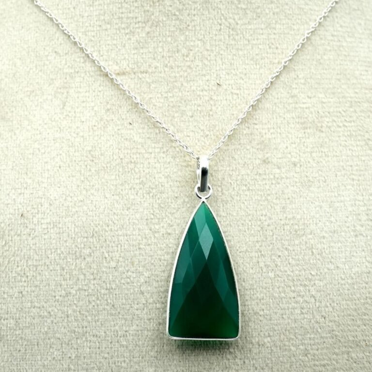 Green Onyx Necklace 925 Sterling Silver Necklace Wedding Jewelry Gift For Her Gemstone Necklace NL0084-GS