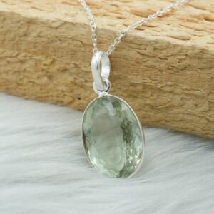 Green Amethyst Necklace 925 Sterling Silver Jewelry Green Amethyst necklace Wedding Gift Gemstone Necklace Gift For Her NL0082-GS