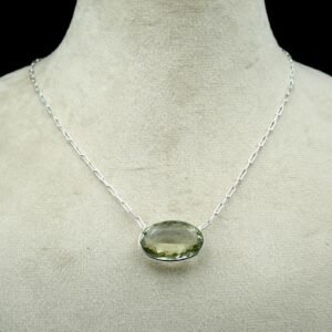 Amethyst Necklace 925 Sterling Silver Jewelry Green Amethyst necklace Wedding Gift Gemstone Necklace Gift For Her NL0081-GS