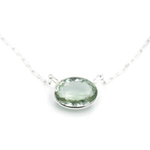 Green Amethyst Necklace 925 Sterling Silver Jewelry Green Amethyst necklace Wedding Gift Gemstone Necklace Gift For Her NL0080-GS