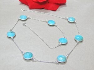 Natural Amazonite Necklace 925 Silver Necklace Bezel Necklace Amazonite Necklace Swarovski Necklace Chain necklace handmade Necklace NL0089-GS