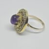 Natural Amethyst Cabochon & CZ Dainty Ring, 925 Sterling Silver Minimalist Ring wedding Ring Cubic Zirconia Ring Gift For Her Stacking RingR0103-GS