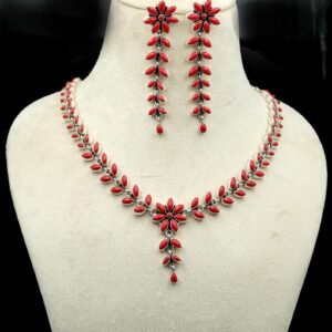 Coral necklace 925 Sterling silver jewelry Coral gemstone handmade necklace women necklace gift for her Jewelry Set Coral Earring NL0069-GS