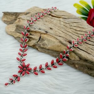 Coral necklace 925 Sterling silver jewelry Coral gemstone handmade necklace women necklace gift for her NL0070-GS