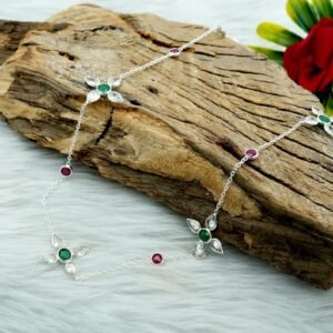 Emerald Necklace CZ & Ruby Necklace Sterling 925 Silver Necklace Choker Necklace Wedding Necklace Gift For Her Natural Gemstones Necklace NL0072-GS