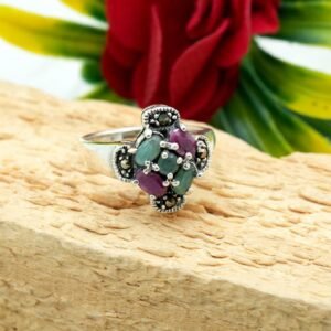 Natural Emerald Ring Ruby Ring 925 Sterling Silver Jewelry ring for Women gift item Gemstone jewelry handmade ring