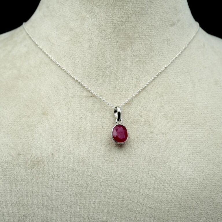 Ruby Necklace Sterling 925 Silver Necklace Red Necklace Minimalist Necklace Wedding Necklace Gift For Her Ruby Gemstones Necklace NL0067-GS