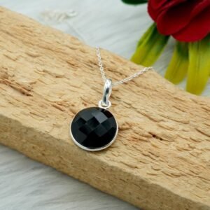 Black Onyx Necklace 925 Sterling Silver Necklace Wedding Jewelry Gift For Her Gemstone Necklace NL0064-GS