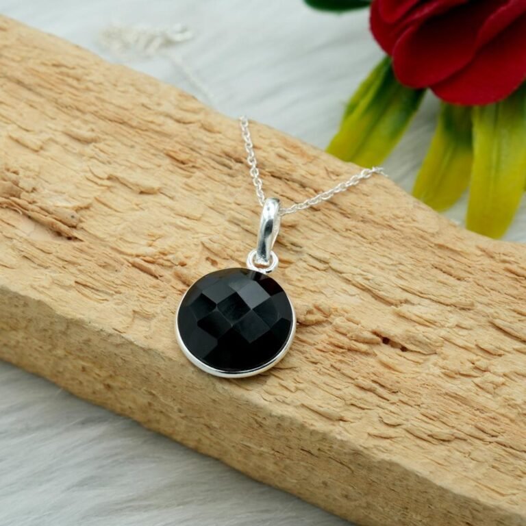 Black Onyx Necklace 925 Sterling Silver Necklace Wedding Jewelry Gift For Her Gemstone Necklace NL0064-GS