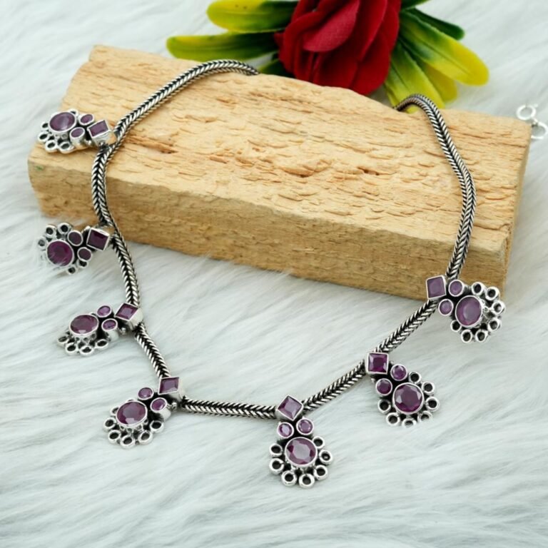 Ruby necklace 925 Sterling silver jewelry Ruby gemstone handmade necklace women necklace gift for her NL0051-GS