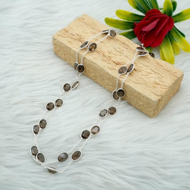 Smoky necklace 925 Sterling silver jewelry Smoky gemstone handmade necklace women necklace gift for her NL0054-GS