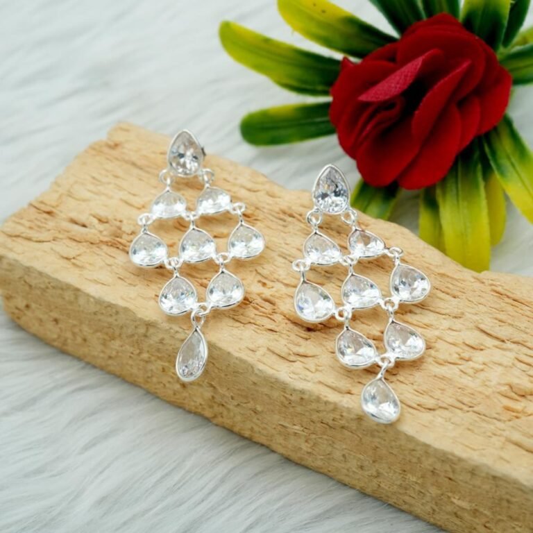 Natural Zircon Earring Stud 925 Sterling Silver Earring Stud Jewelry Silver earring Gift For Her Handmade Earring CZ gemstone Stud E0028-GS