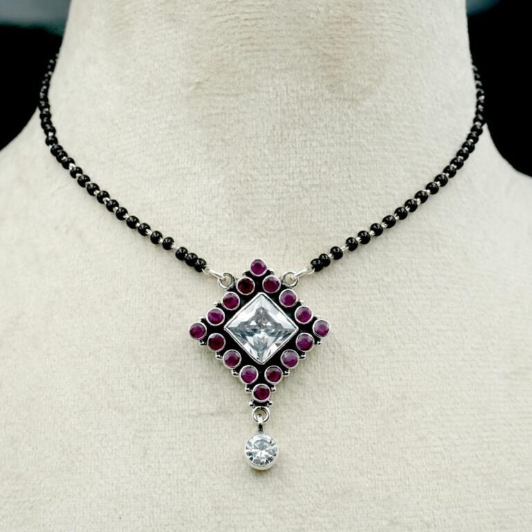 Ruby necklace 925 Sterling silver jewelry Ruby gemstone handmade necklace women necklace gift for her Mangalsutra necklace NL0035-GS