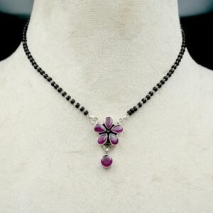 Ruby necklace 925 Sterling silver jewelry Ruby gemstone handmade necklace women necklace gift for her Mangalsutra necklace NL0039-GS