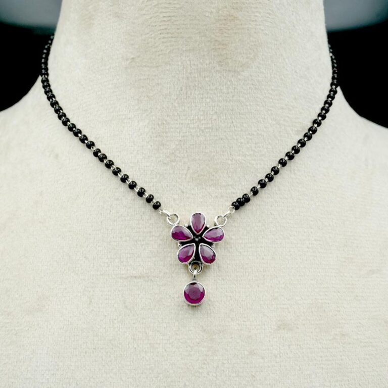 Ruby necklace 925 Sterling silver jewelry Ruby gemstone handmade necklace women necklace gift for her Mangalsutra necklace NL0039-GS