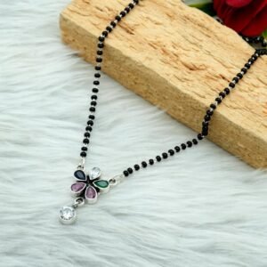 Natural Multi Gemstone Necklace jewelry-925sterling silver Mix Gemstone Necklace handmade Black Beads Mangalsutra necklace Anniversary Gift NL0037-GS