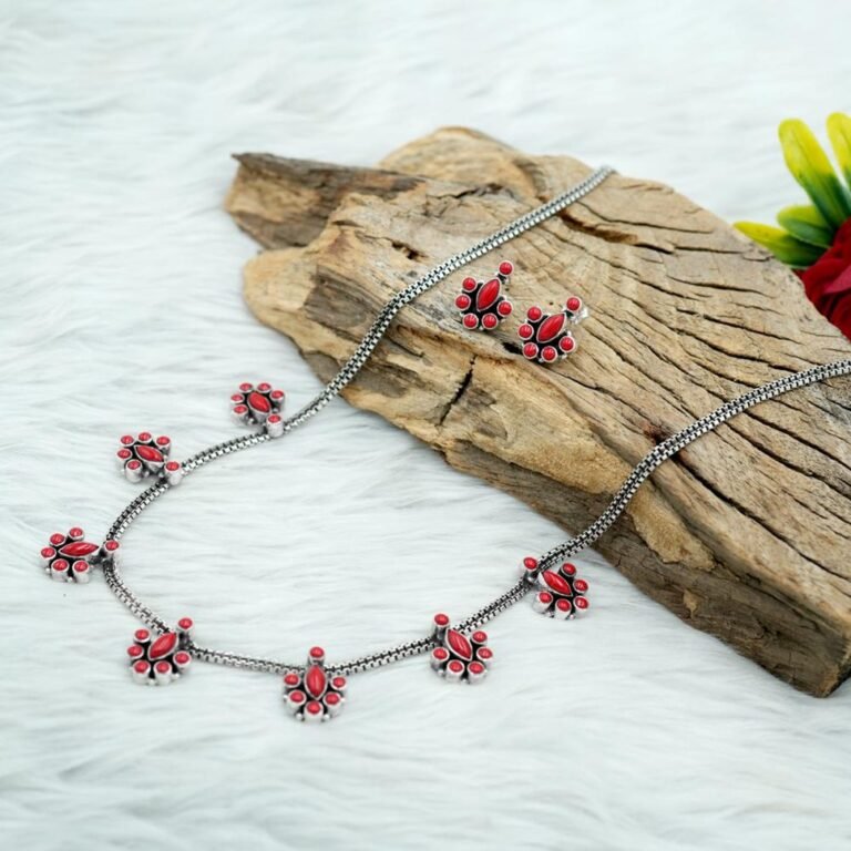 Coral Earring Coral Pendant Sterling 925 Silver Jewellery Wedding Jewelry Set Gift For Her Gemstone Jewellery Set Red Pendant Red Earring NS0043-GS