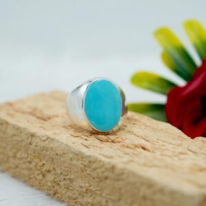 Turquoise Ring, Sterling Silver Ring for men/ Women, Statement Ring with Stone, Gemstone Boho Ring, Bohemian Jewelry, Natural Turquoise Ring R0305-GS