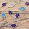 Natural Amethyst Onyx And moonstone Necklace 925 Silver Necklace Bezel Necklace Amethyst Necklace Chain necklace handmade Necklace gift NL0003-GS