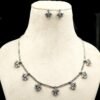 Natural Cubic Zirconia Gemstone Floral Earring Stud & Necklace Set 925 Sterling Silver Gemstone Earring And Silver Jewelry, Anniversary Gift NS0049-GS