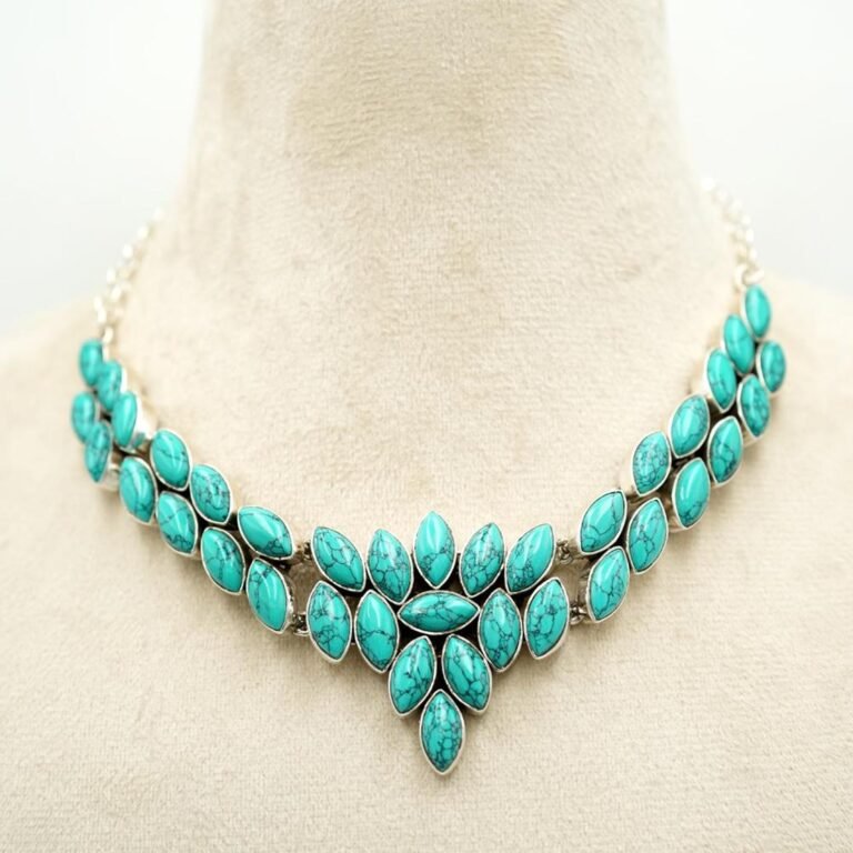 Turquoise necklace 925 Sterling silver jewelry Turquoise gemstone handmade necklace women necklace gift for her NL0337-GS