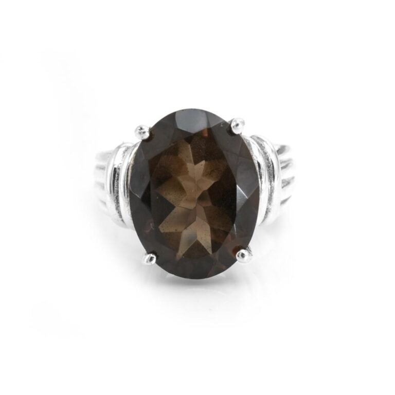 Smoky Quartz Ring 925 Sterling Silver Jewelry ring with gemstone smoky faceted Gift for her, Wedding Ring Brown Ring R0064-GS