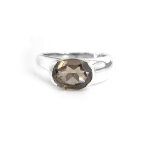 Smoky Ring 925 Sterling Silver Ring Brown Ring Natural Gemstone Jewelry Wedding Ring Gift For Her R0261-GS