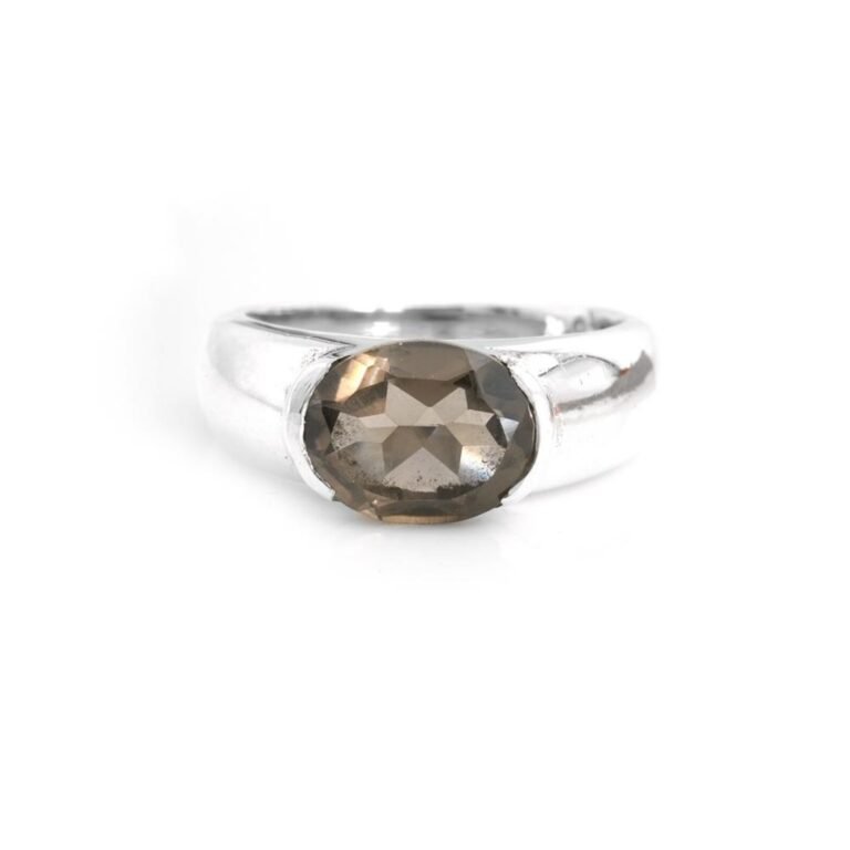 Smoky Ring 925 Sterling Silver Ring Brown Ring Natural Gemstone Jewelry Wedding Ring Gift For Her R0261-GS
