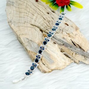 Natural Sapphire Bracelet in 925 Sterling Silver | Tennis Bracelet | Gemstone Bracelet | Sapphire Jewelry | September Birthstone | Gift Item BR0126-GS