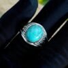 Turquoise Ring Sterling Silver Ring for Women Statement Ring with Stone Gemstone Boho Ring Bohemian Jewelry Natural Turquoise RingR0021-GS