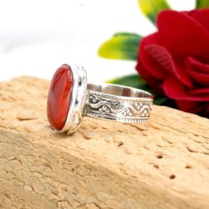 Natural Coral ring in Silver 925 Sterling Silver Ring Handmade With Sterling silver Vintage and oriental Ring gift for her fine ring R0315-GS