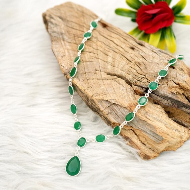 Green Emerald Minimalist Necklace Sterling 925 Silver Choker Necklace Wedding Necklace Gift For Her Natural Gemstones Necklace Jewelry NL0318-GS