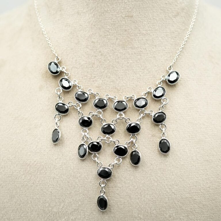 Black Choker Necklace 925 Sterling Silver Jewelry Onyx Gemstone Necklace Wedding Necklace Gift For Her NL0315-GS