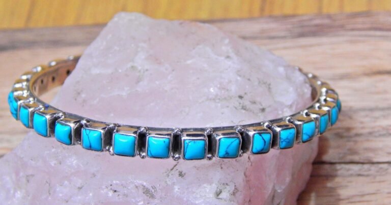 Natural Turquoise Bangle, Silver jewelry,925 Sterling Silver Bangle, Gift, Handmade Bangle, Gemstone Bangle-Size 2-4 B0038-GS