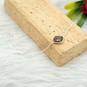 Natural Smoky Quartz bracelet Silver jewelry 925 Sterling Silver bracelet Gift Handmade bracelet Smoky brown Gemstone bracelet gift for her BR0158-GS
