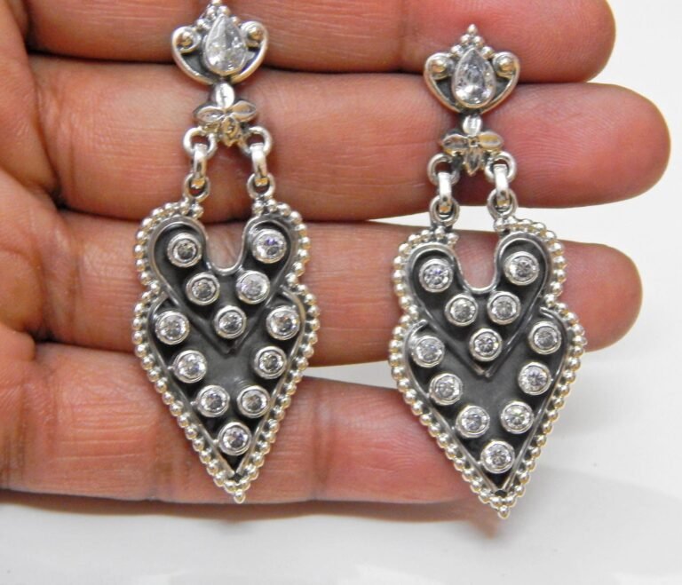 Cubic Zirconia Stud Earrings 925 Sterling Silver White Gemstone Earrings Vintage Onyx Dangle Studs Handmade Earring Studs Gift for her E0473-GS