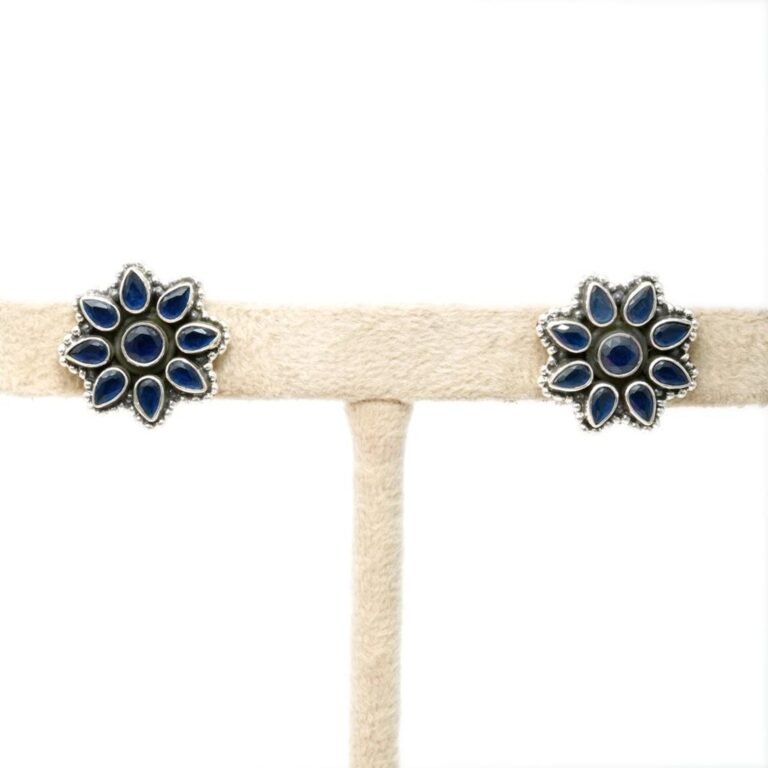 Sapphire Earring Stud 925 Sterling Silver earring Stud Wedding Earring Gift For Her Blue Elegant Earring Minimalist Natural Gemstone Stud E0444-GS
