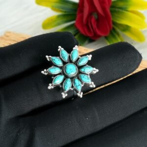 Turquoise Ring Sterling Silver Ring Adjustable ring Statement Ring with Stone Gemstone Boho Ring Bohemian Jewelry Natural Turquoise Ring R0146-GS