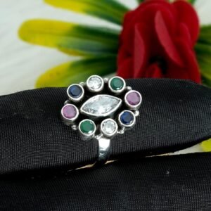 Natural Ruby, Emerald & Sapphire Ring In 925 Sterling Silver Precious Ring Multi Stone Ring Silver Jewelry For Girl And Women Gift Item R0138-GS