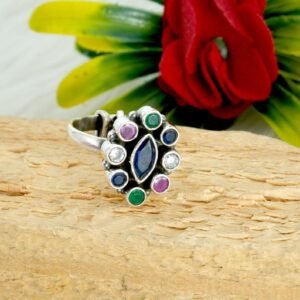 Natural Ruby, Emerald & Sapphire Ring In 925 Sterling Silver Precious Ring Multi Stone Ring Silver Jewelry For Girl And Women Gift Item R0135-GS