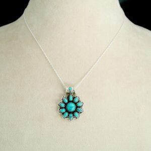 Turquoise necklace 925 Sterling silver jewelry Pendant Necklace Turquoise gemstone handmade necklace women necklace gift for her NL0215-GS