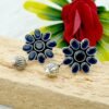 Sapphire Earring Stud 925 Sterling Silver earring Stud Wedding Earring Gift For Her Blue Elegant Earring Minimalist Natural Gemstone Stud E0404-GS